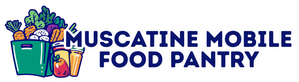 muscatine mobile food pantry logo: a green tote of fresh food, sharing hope and welcome across our community. muscatine church of christ