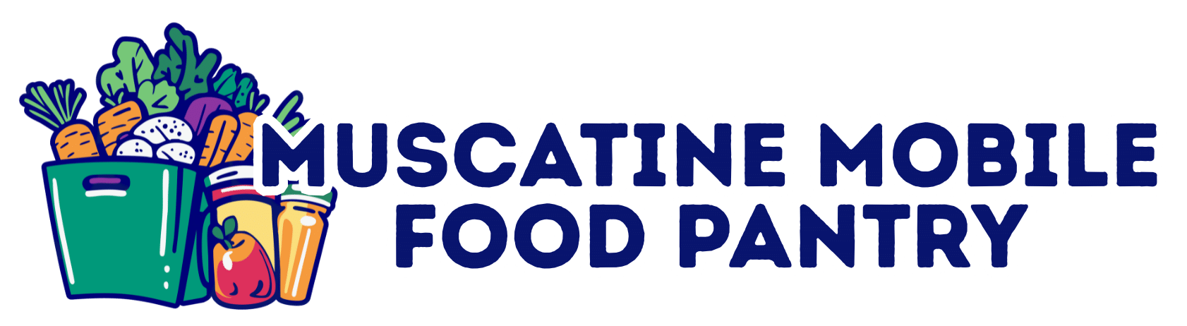 muscatine mobile food pantry logo: a green tote of fresh food, sharing hope and welcome across our community. muscatine church of christ